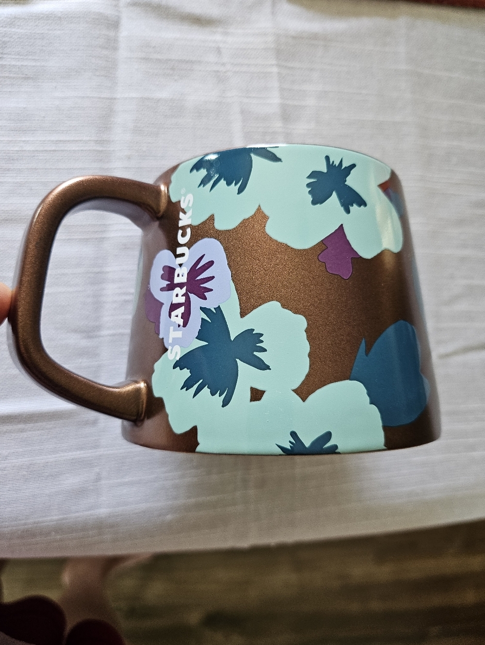 Starbucks Bronze Floral Flower Pansy Coffee Mug 14oz 2020